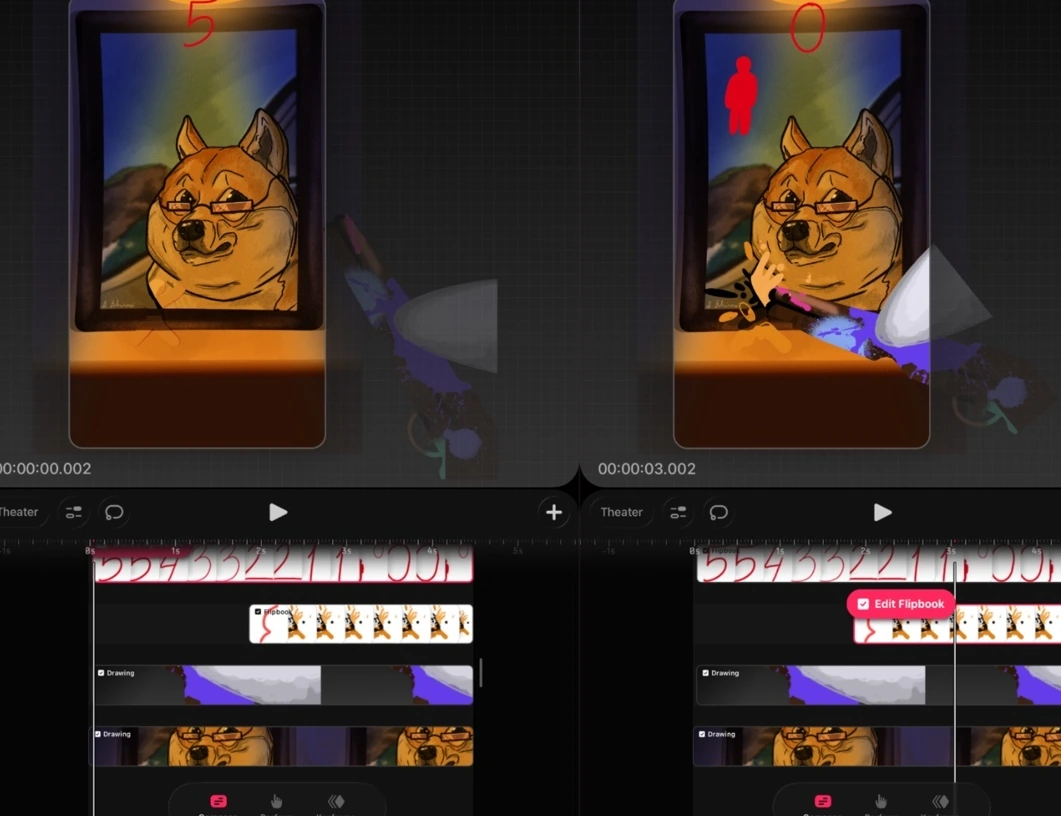 Ukážka práce na animácii frame by frame. Statické zábery a časová os.